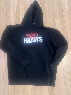 Vlone men’s large “Bad Habits”Graphic Black Hoodie Sweatshirt
